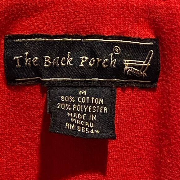 BACK PORCH Red Cotton Sweatshirt Classy 1/4 Zip Sporty Sugg Size L Great Cond - Picture 10 of 10
